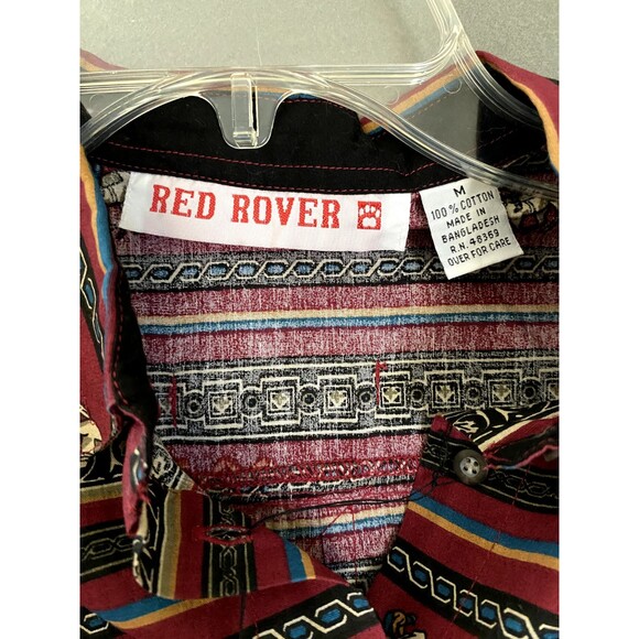 Vintage Red Rover Shirt Youth Medium Western 90’s Aztec Dead Stock Button Up Dog - Picture 3 of 11